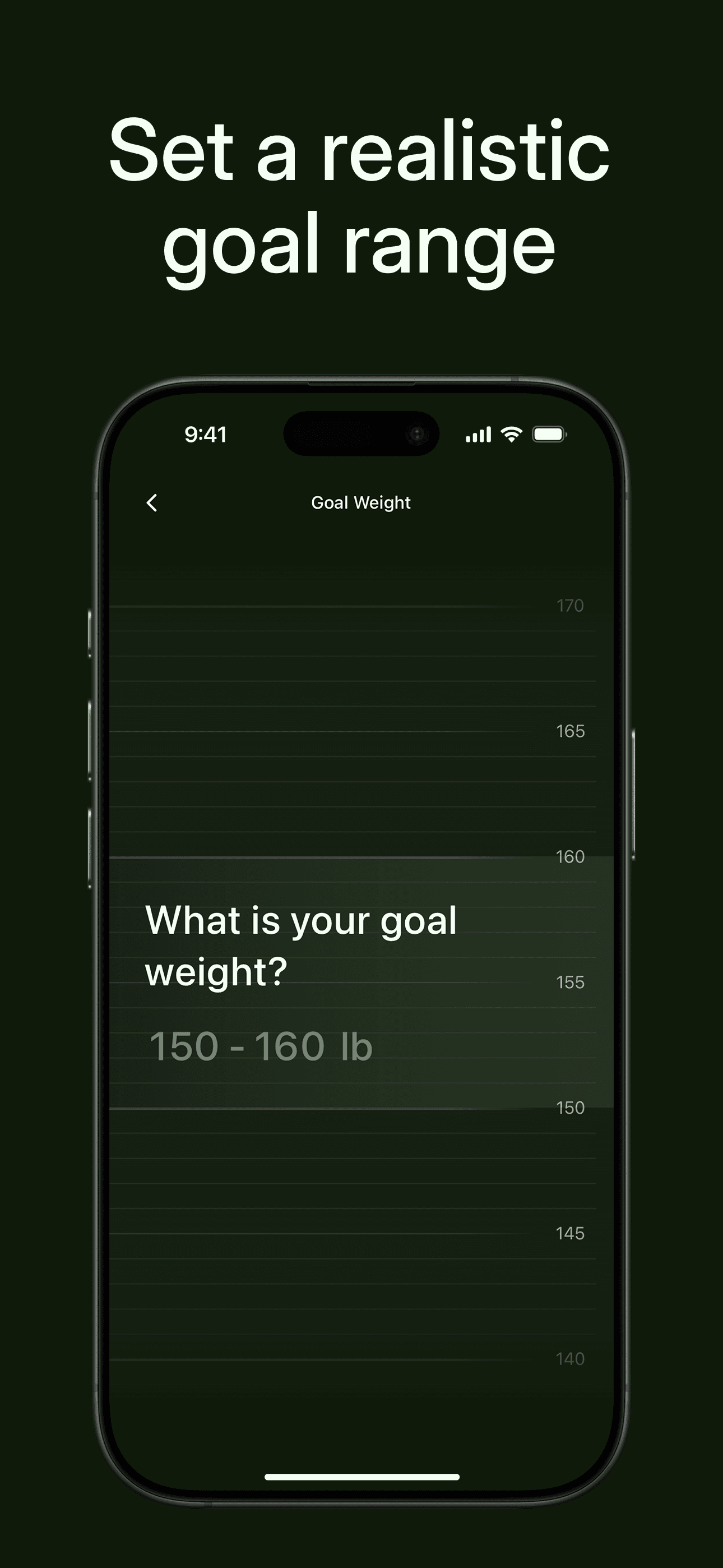 Set a realistic goal range — Sage Weight app screenshot